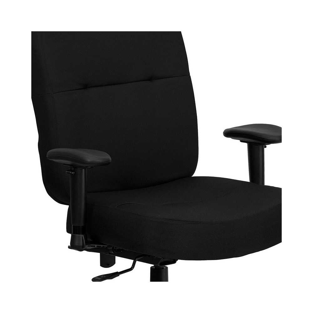 Big & Tall 400 lb. Rated Black Fabric Rectangular Back Ergonomic Draft Chair with Adjustable Arms