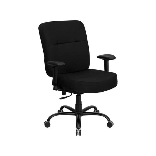 Big & Tall 400 lb. Rated Black Fabric Rectangular Back Ergonomic Office Chair with Arms