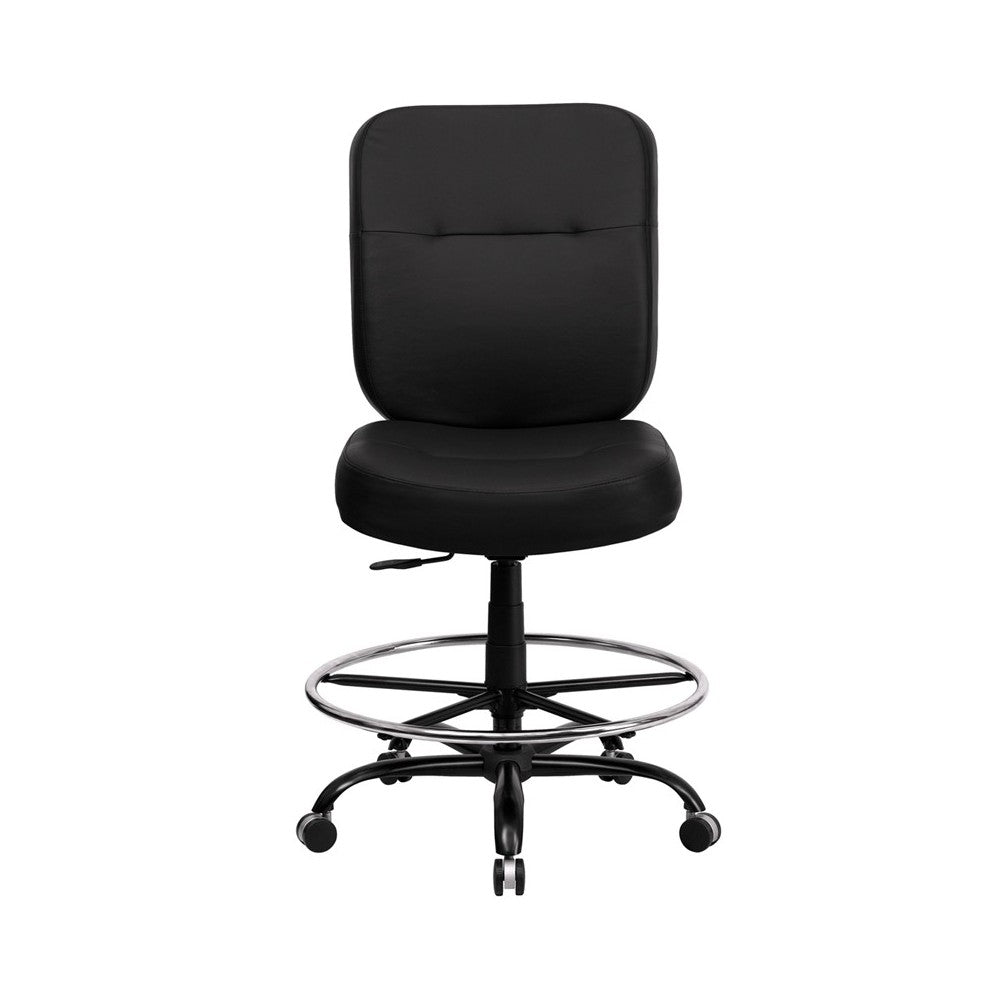 Big & Tall 400 lb. Rated Black LeatherSoft Ergonomic Drafting Chair