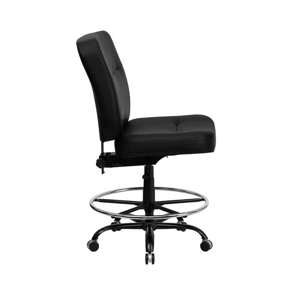 Big & Tall 400 lb. Rated Black LeatherSoft Ergonomic Drafting Chair