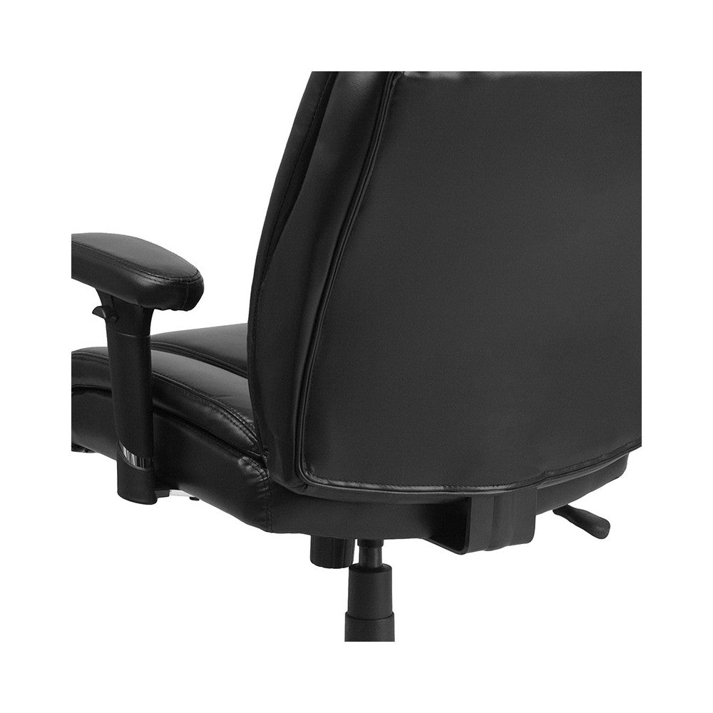 Big & Tall 400 lb. Rated Black LeatherSoft Ergonomic Task Office Chair with Chrome Base and Adjustable Arms