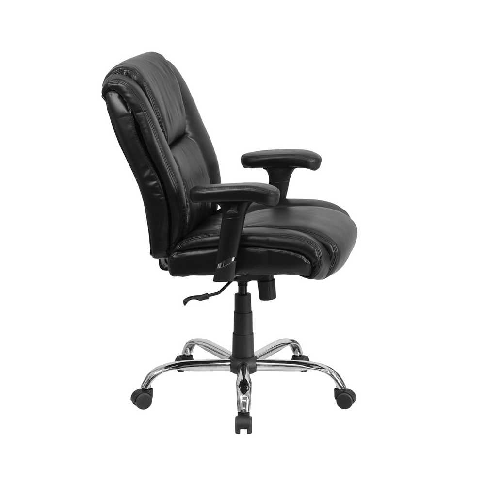 Big & Tall 400 lb. Rated Black LeatherSoft Ergonomic Task Office Chair with Chrome Base and Adjustable Arms
