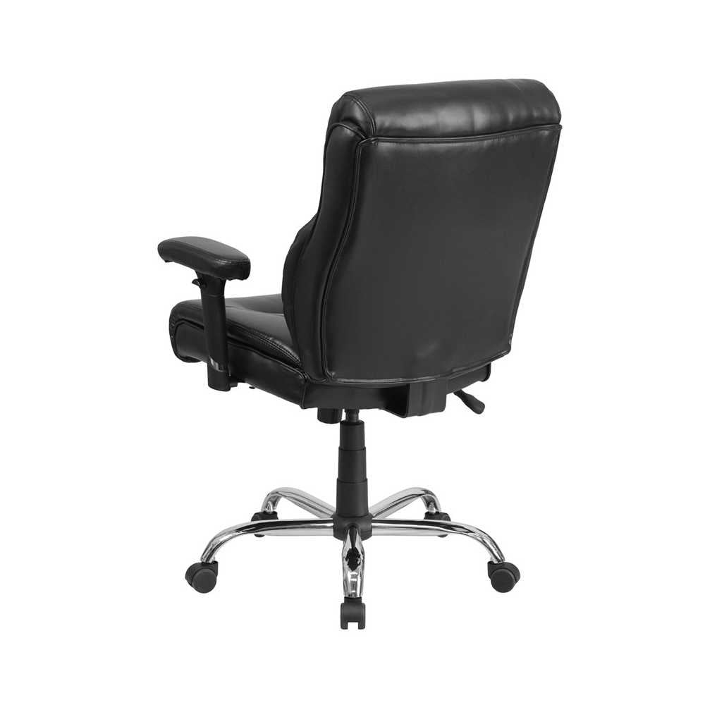 Big & Tall 400 lb. Rated Black LeatherSoft Ergonomic Task Office Chair with Clean Line Stitching and Arms