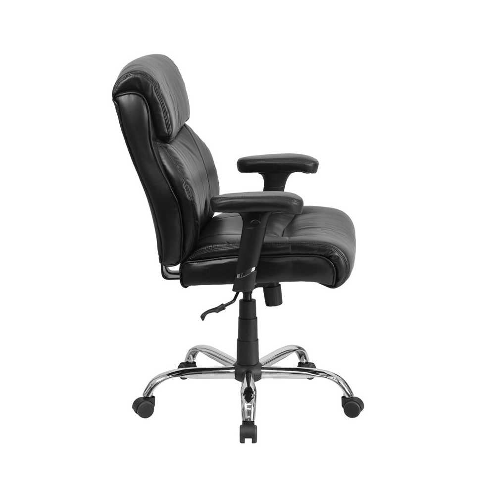 Big & Tall 400 lb. Rated Black LeatherSoft Ergonomic Task Office Chair with Clean Line Stitching and Arms
