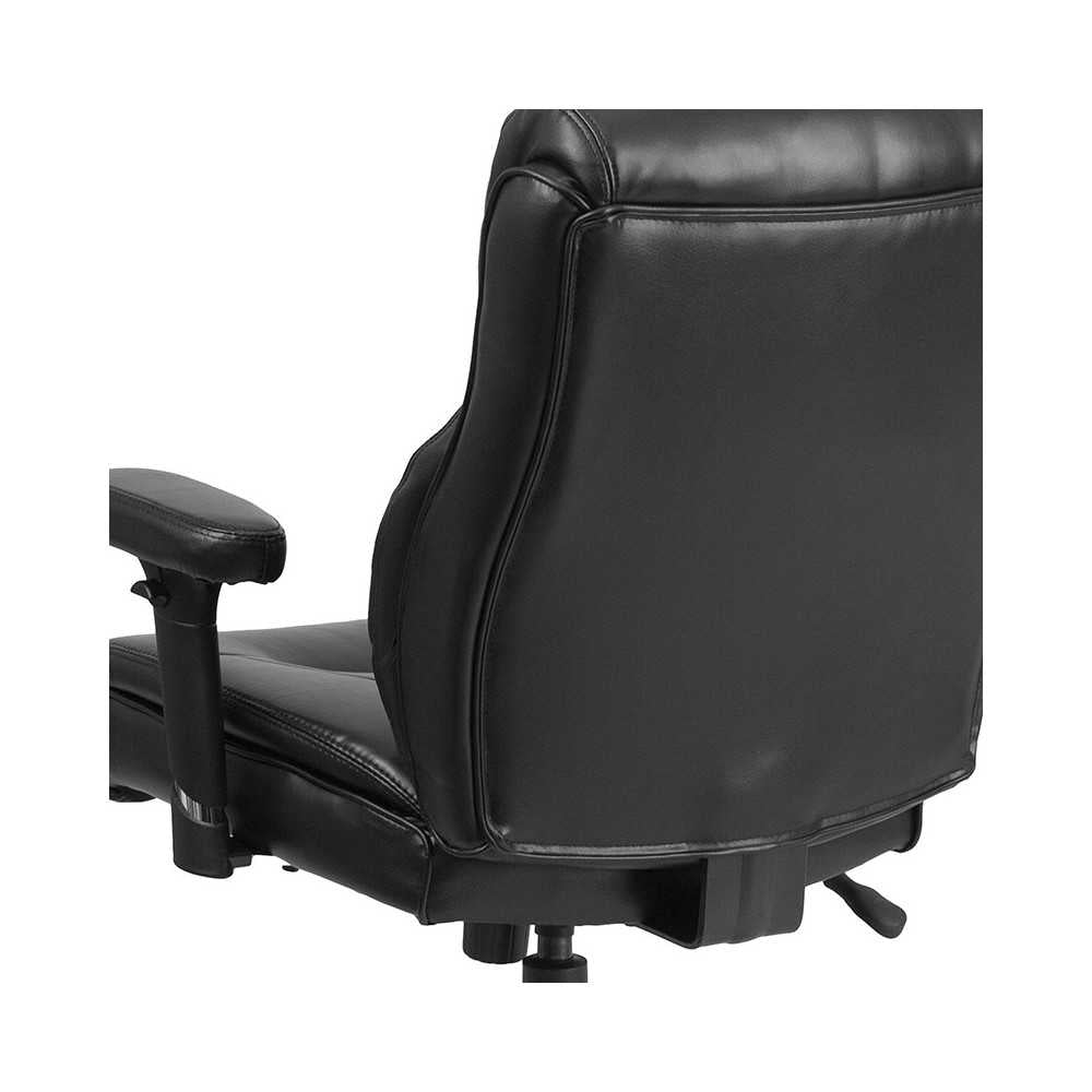 Big & Tall 400 lb. Rated Black LeatherSoft Ergonomic Task Office Chair with Clean Line Stitching and Arms