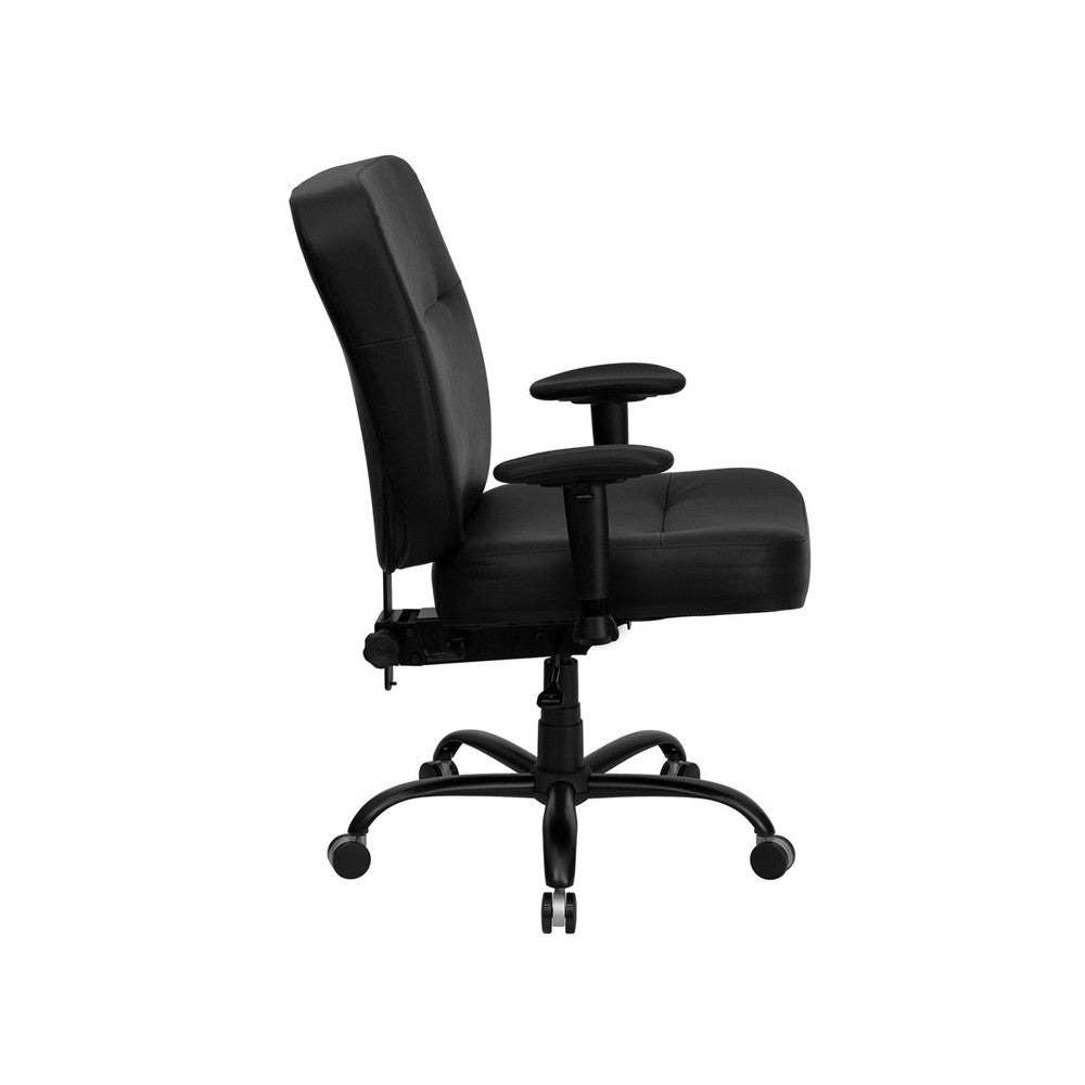 Big & Tall 400 lb. Rated Black LeatherSoft Executive Ergonomic Office Chair with Adjustable Arms
