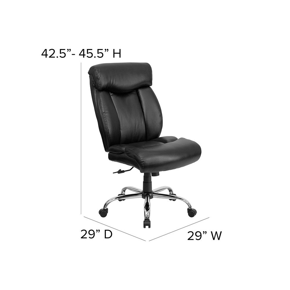 Big & Tall 400 lb. Rated Black LeatherSoft Executive Ergonomic Office Chair with Full Headrest
