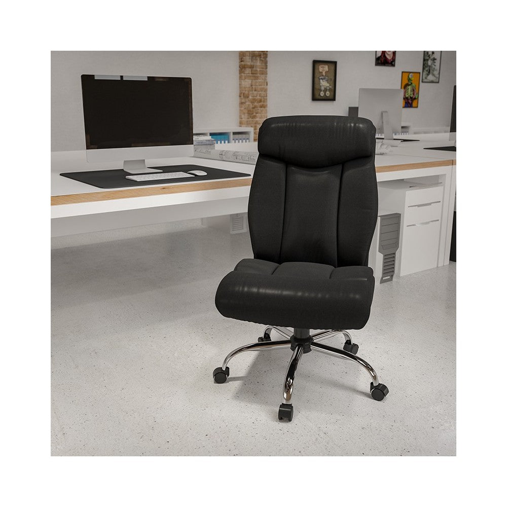 Big & Tall 400 lb. Rated Black LeatherSoft Executive Ergonomic Office Chair with Full Headrest