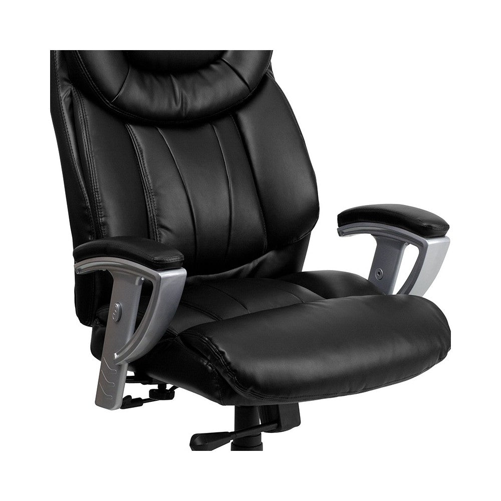 Big & Tall 400 lb. Rated Black LeatherSoft Executive Ergonomic Office Chair with Silver Adjustable Arms