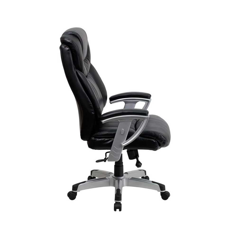 Big & Tall 400 lb. Rated Black LeatherSoft Executive Ergonomic Office Chair with Silver Adjustable Arms