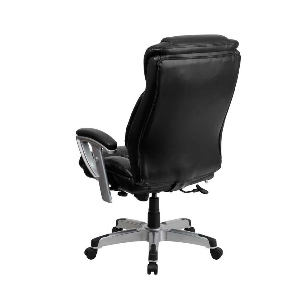 Big & Tall 400 lb. Rated Black LeatherSoft Executive Ergonomic Office Chair with Silver Adjustable Arms