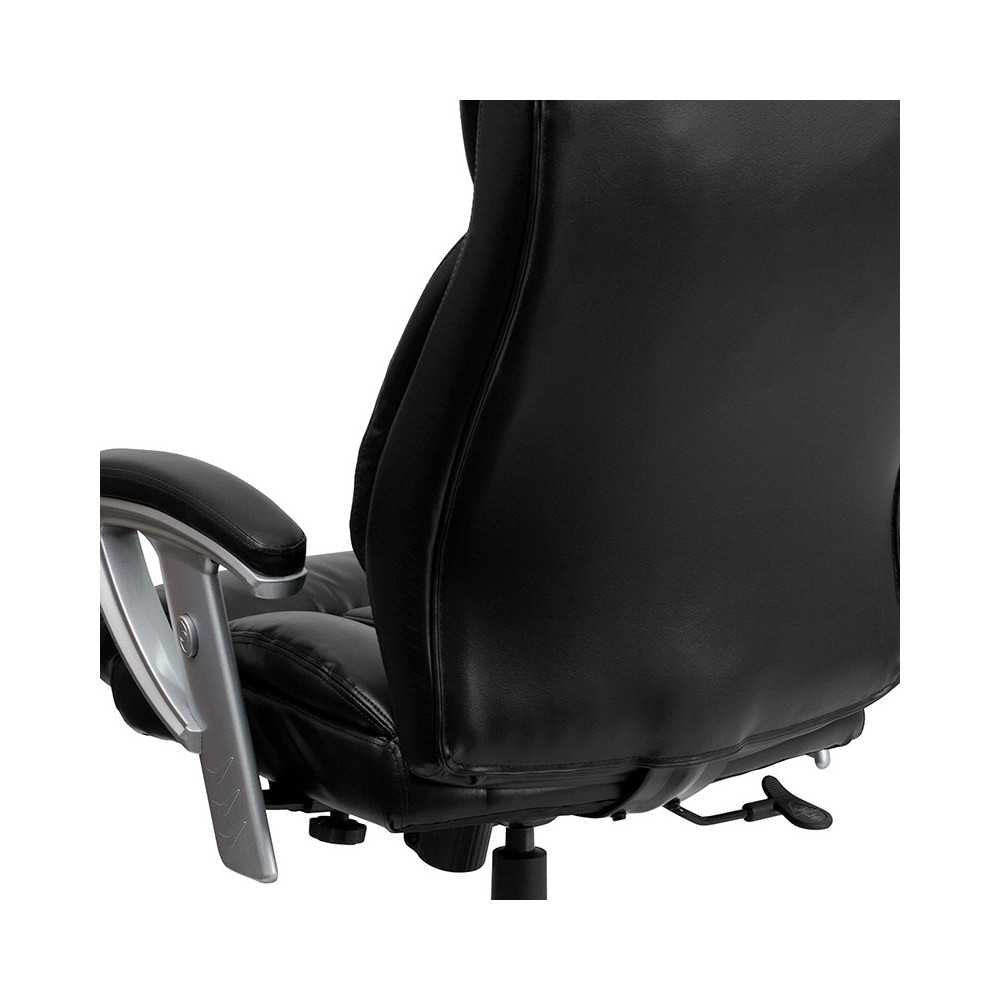 Big & Tall 400 lb. Rated Black LeatherSoft Executive Ergonomic Office Chair with Silver Adjustable Arms