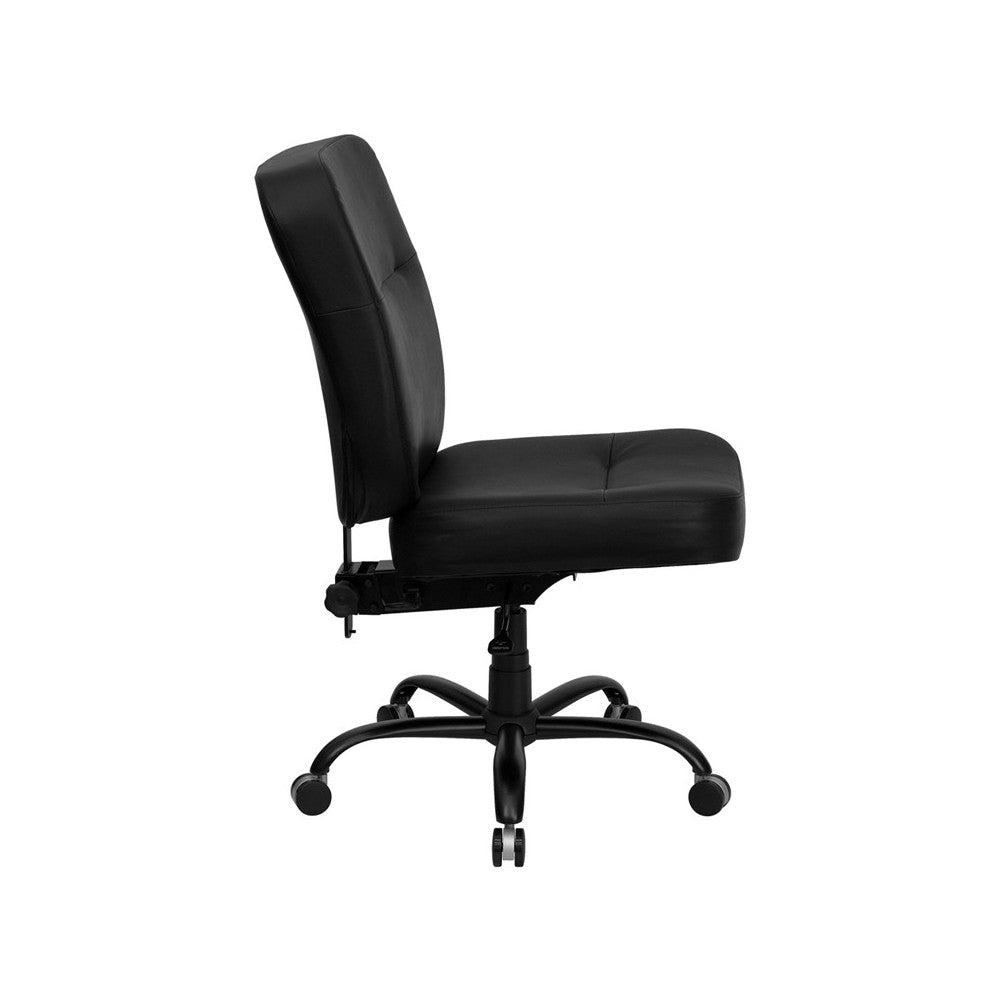 Big & Tall 400 lb. Rated Black LeatherSoft Executive Swivel Ergonomic Office Chair with Rectangle Back