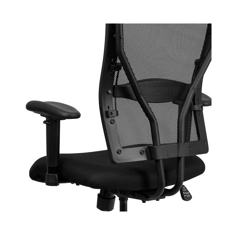 Big & Tall 400 lb. Rated Black Mesh Ergonomic Drafting Chair with Adjustable Arms