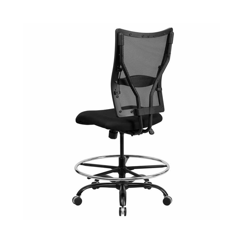 Big & Tall 400 lb. Rated Black Mesh Ergonomic Drafting Chair