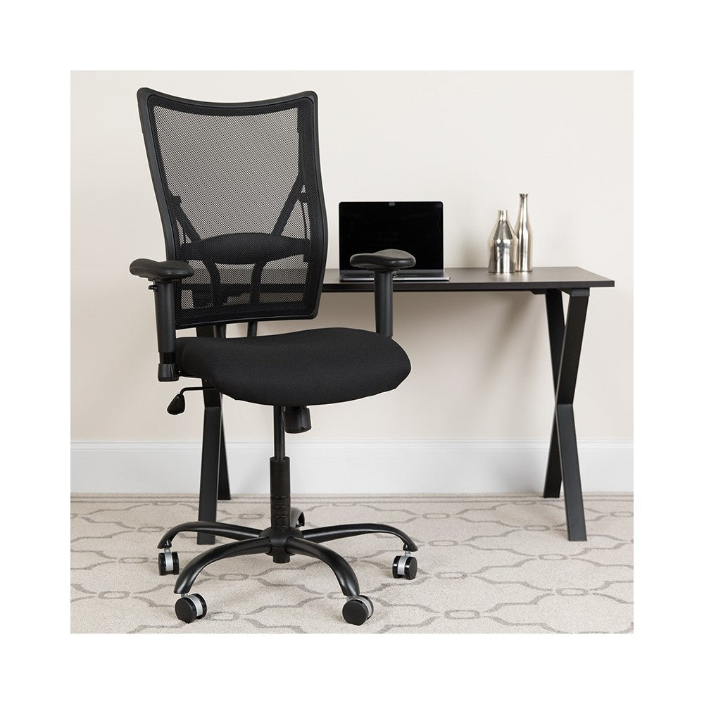 Big & Tall 400 lb. Rated Black Mesh Executive Swivel Ergonomic Office Chair with Adjustable Arms