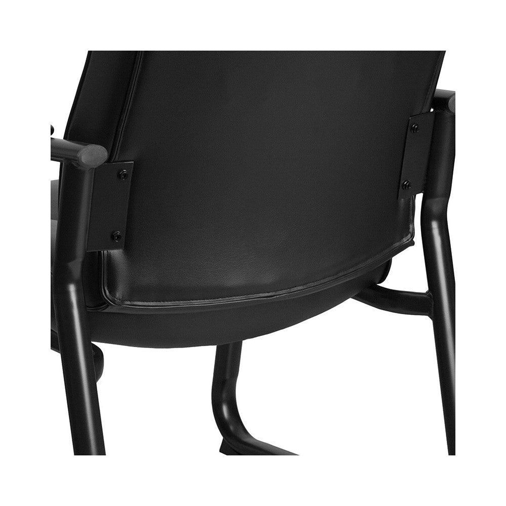 Big & Tall 500 lb. Rated Black LeatherSoft Executive Side Reception Chair with Sled Base