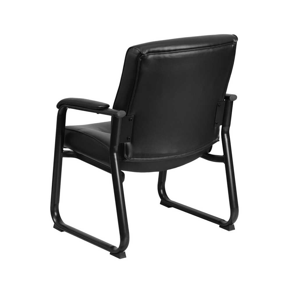 Big & Tall 500 lb. Rated Black LeatherSoft Executive Side Reception Chair with Sled Base