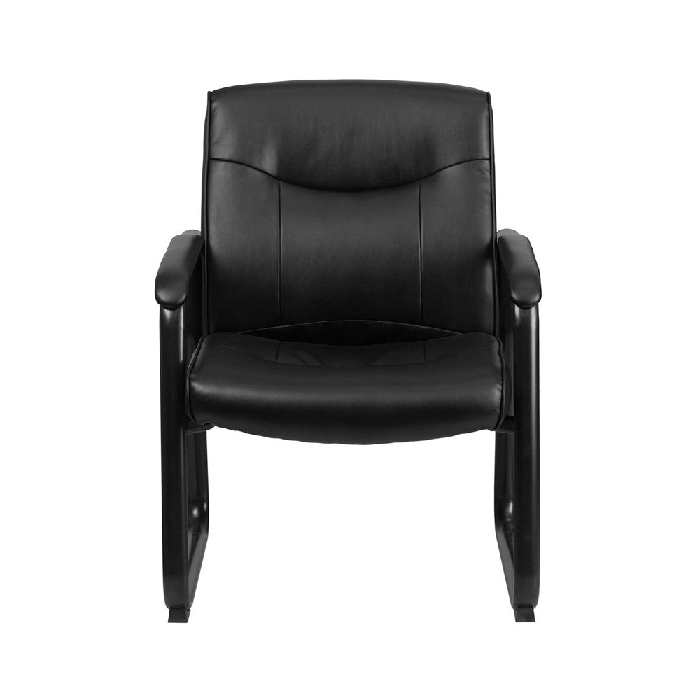 Big & Tall 500 lb. Rated Black LeatherSoft Executive Side Reception Chair with Sled Base