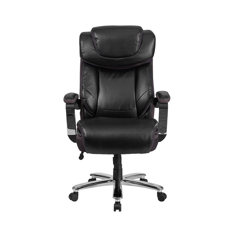 Big & Tall 500 lb. Rated Black LeatherSoft Executive Swivel Ergonomic Office Chair with Adjustable Headrest