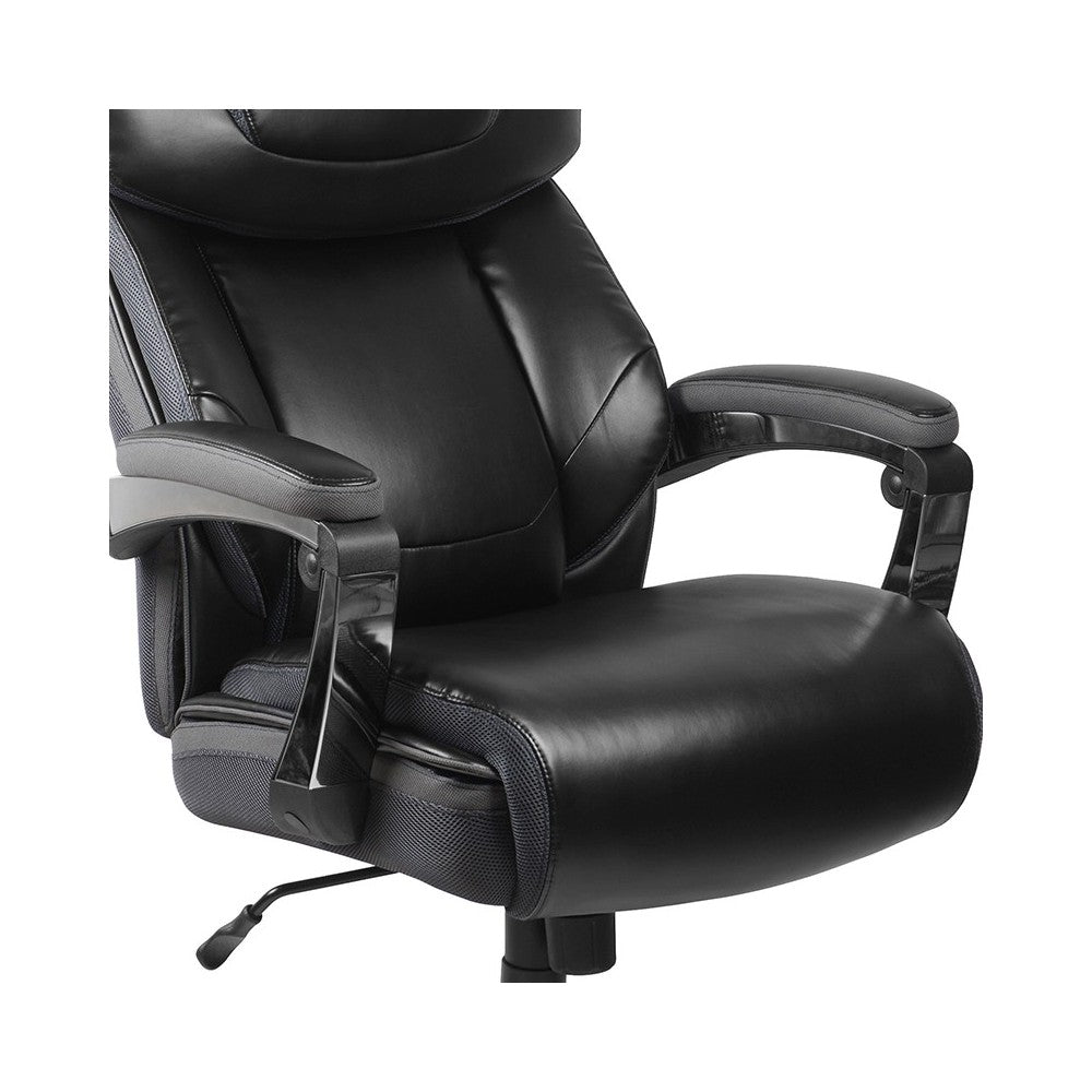 Big & Tall 500 lb. Rated Black LeatherSoft Executive Swivel Ergonomic Office Chair with Adjustable Headrest