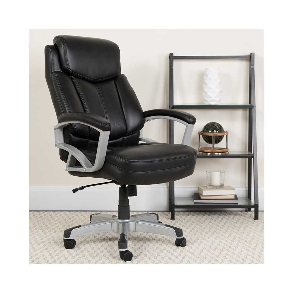 Big & Tall 500 lb. Rated Black LeatherSoft Executive Swivel Ergonomic Office Chair with Arms