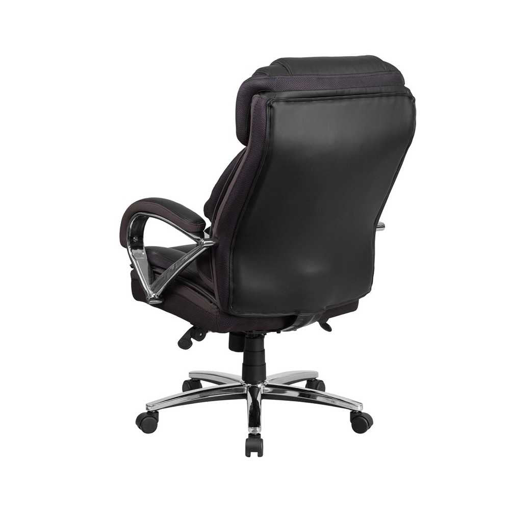 Big & Tall 500 lb. Rated Black LeatherSoft Executive Swivel Ergonomic Office Chair with Chrome Base and Arms