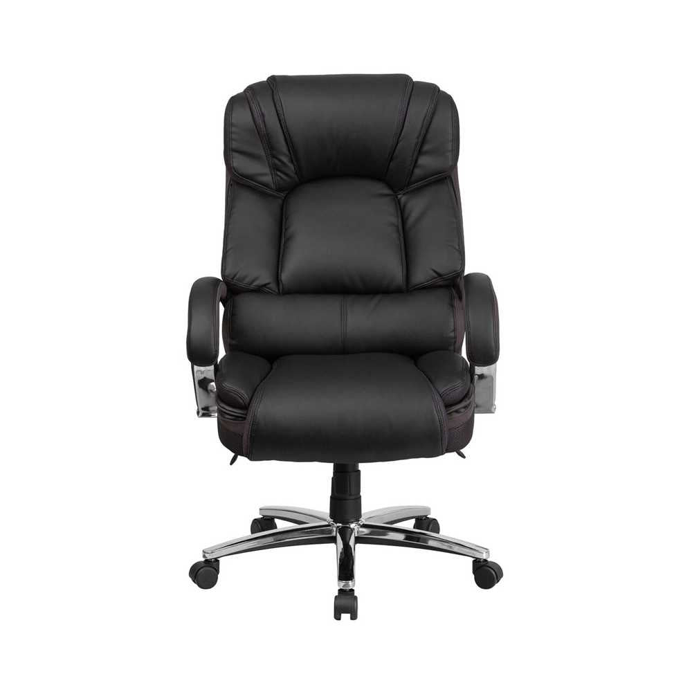 Big & Tall 500 lb. Rated Black LeatherSoft Executive Swivel Ergonomic Office Chair with Chrome Base and Arms