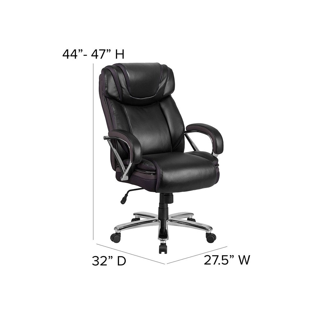 Big & Tall 500 lb. Rated Black LeatherSoft Executive Swivel Ergonomic Office Chair with Extra Wide Seat