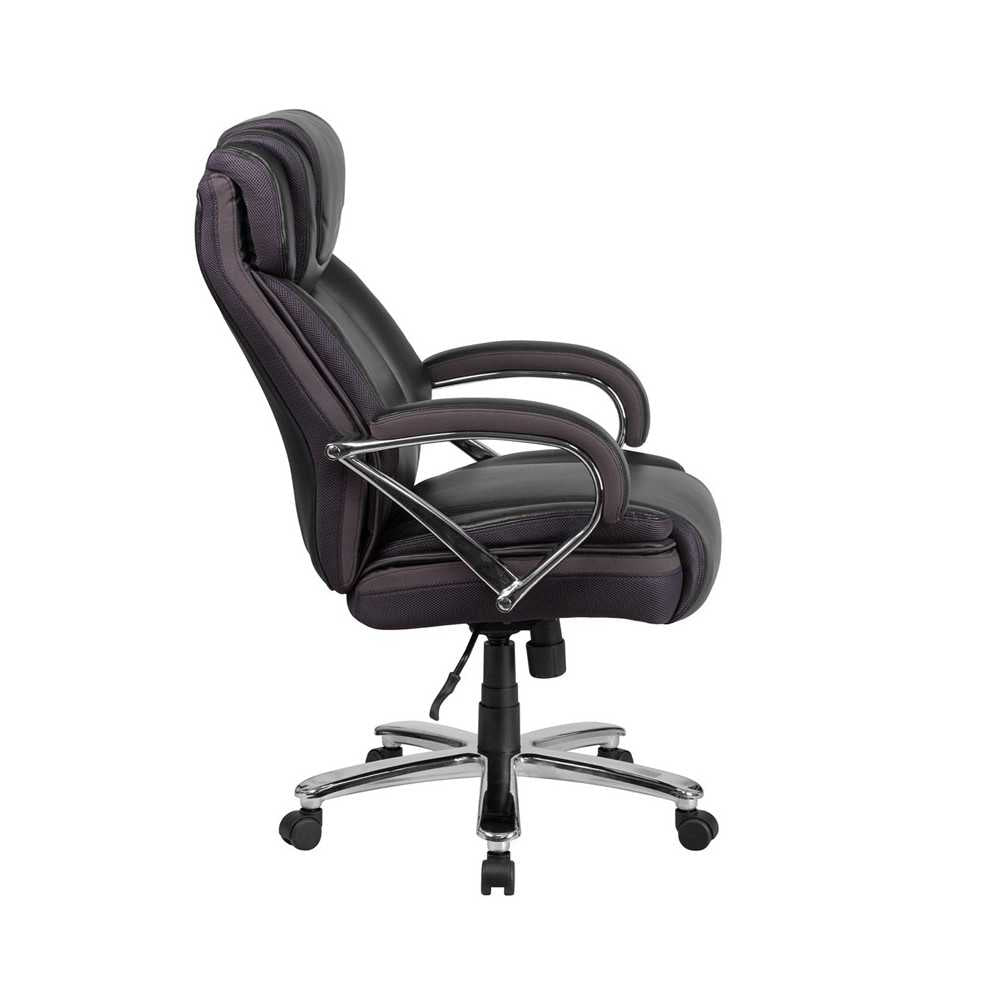 Big & Tall 500 lb. Rated Black LeatherSoft Executive Swivel Ergonomic Office Chair with Extra Wide Seat