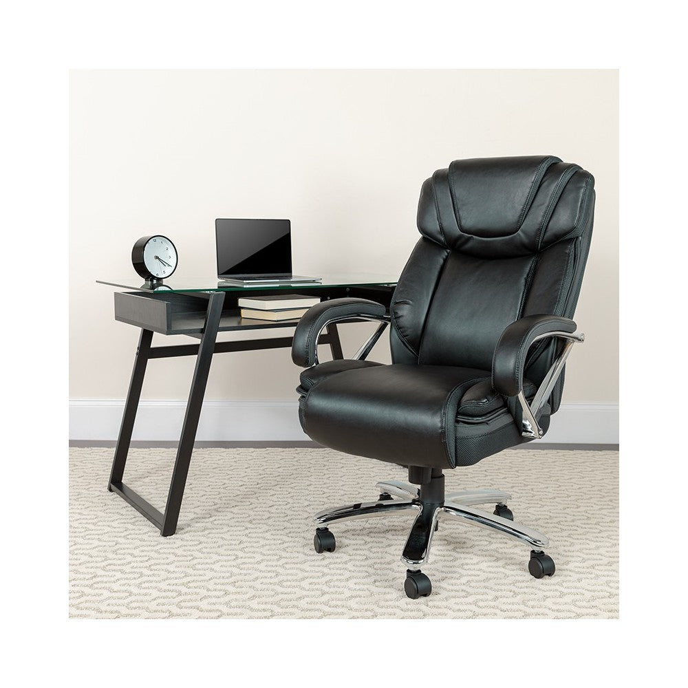 Big & Tall 500 lb. Rated Black LeatherSoft Executive Swivel Ergonomic Office Chair with Extra Wide Seat