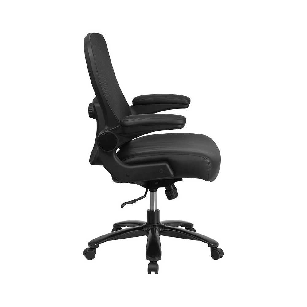 Big & Tall 500 lb. Rated Black Mesh/LeatherSoft Executive Ergonomic Office Chair with Adjustable Lumbar