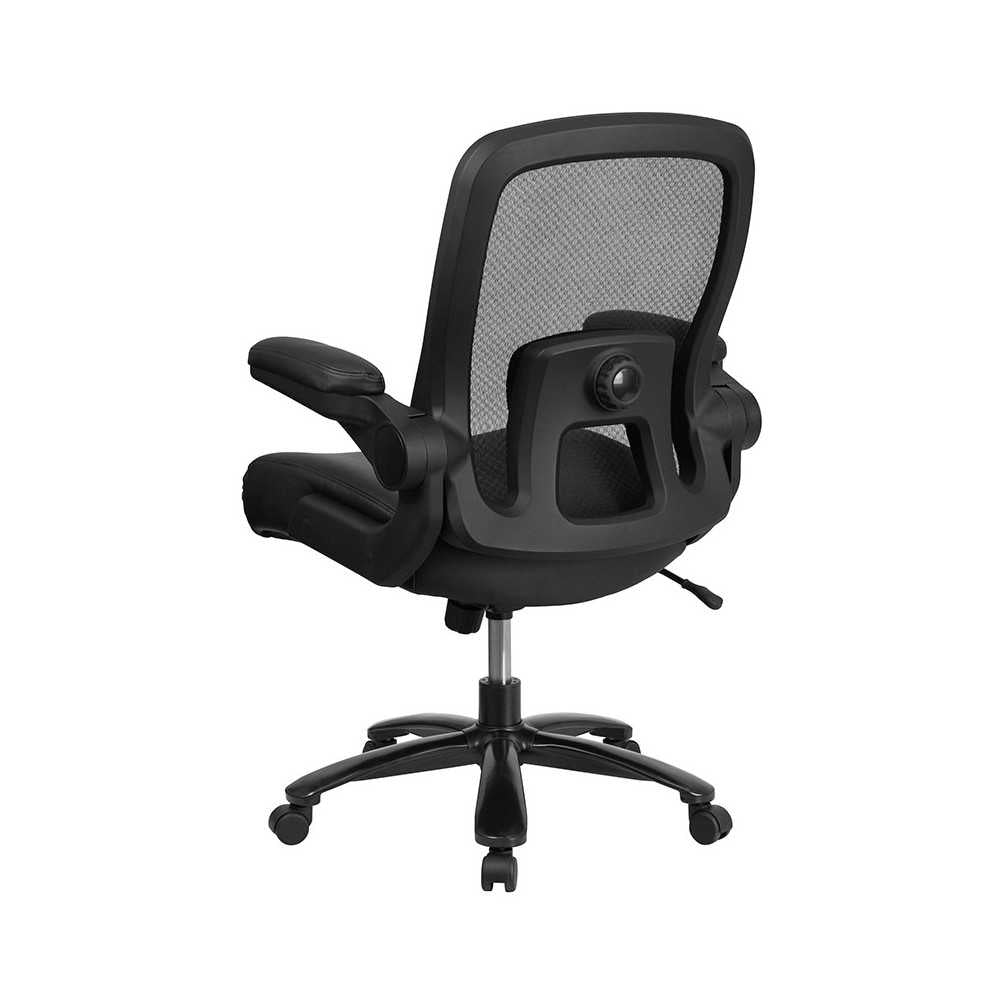 Big & Tall 500 lb. Rated Black Mesh/LeatherSoft Executive Ergonomic Office Chair with Adjustable Lumbar