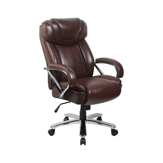 Big & Tall 500 lb. Rated Brown LeatherSoft Executive Swivel Ergonomic Office Chair with Extra Wide Seat