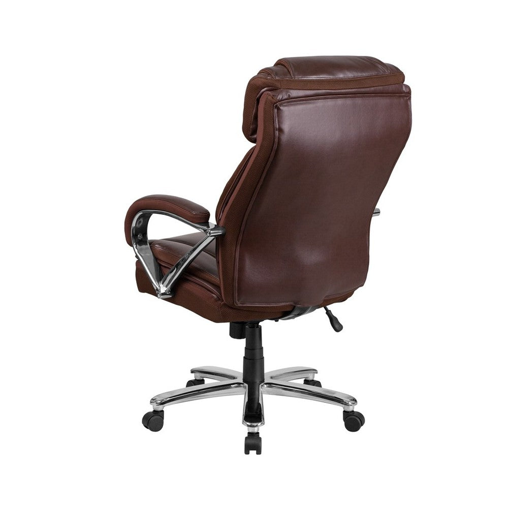 Big & Tall 500 lb. Rated Brown LeatherSoft Executive Swivel Ergonomic Office Chair with Extra Wide Seat