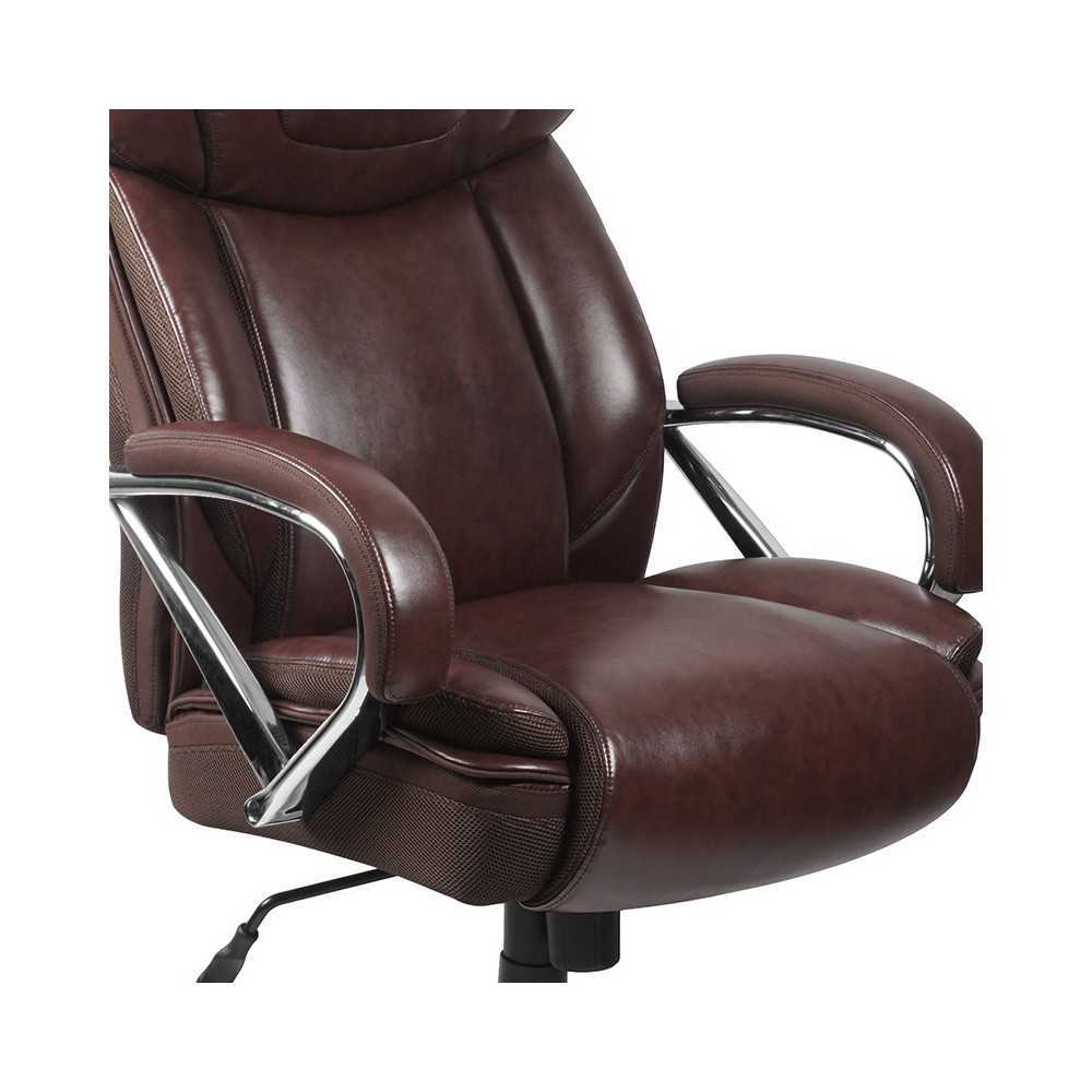 Big & Tall 500 lb. Rated Brown LeatherSoft Executive Swivel Ergonomic Office Chair with Extra Wide Seat