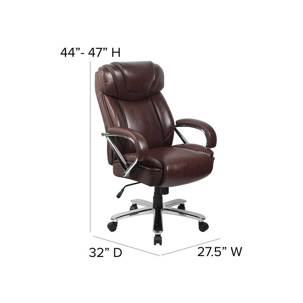 Big & Tall 500 lb. Rated Brown LeatherSoft Executive Swivel Ergonomic Office Chair with Extra Wide Seat