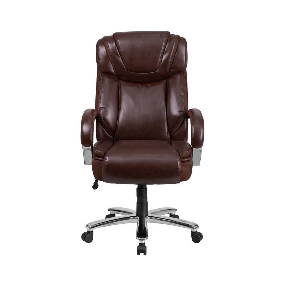 Big & Tall 500 lb. Rated Brown LeatherSoft Executive Swivel Ergonomic Office Chair with Extra Wide Seat
