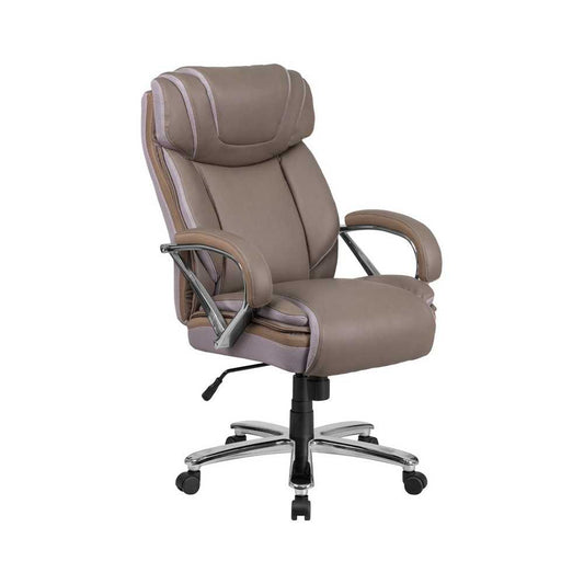 Big & Tall 500 lb. Rated Taupe LeatherSoft Executive Swivel Ergonomic Office Chair with Extra Wide Seat