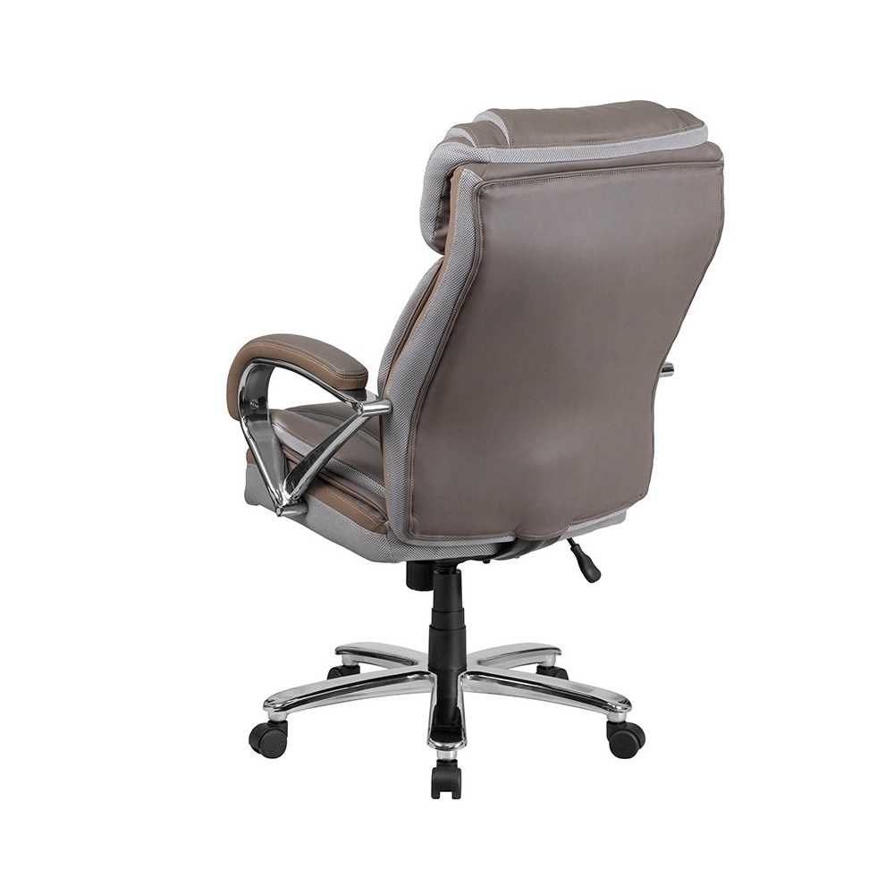 Big & Tall 500 lb. Rated Taupe LeatherSoft Executive Swivel Ergonomic Office Chair with Extra Wide Seat