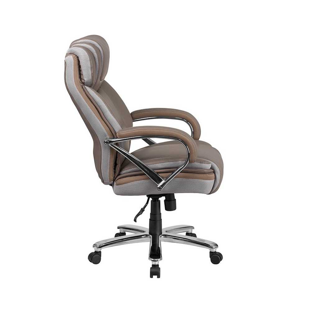 Big & Tall 500 lb. Rated Taupe LeatherSoft Executive Swivel Ergonomic Office Chair with Extra Wide Seat