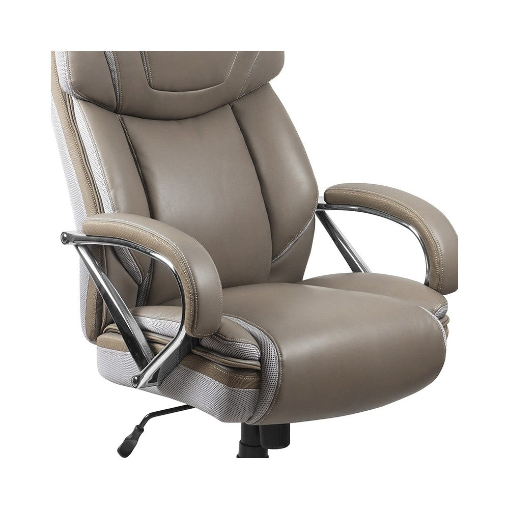 Big & Tall 500 lb. Rated Taupe LeatherSoft Executive Swivel Ergonomic Office Chair with Extra Wide Seat