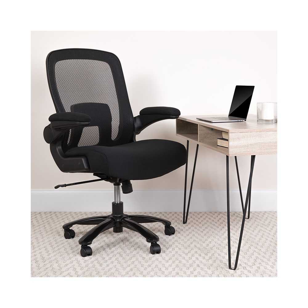 Big & Tall Office Chair | Black Mesh Executive Swivel Office Chair with Lumbar and Back Support and Wheels