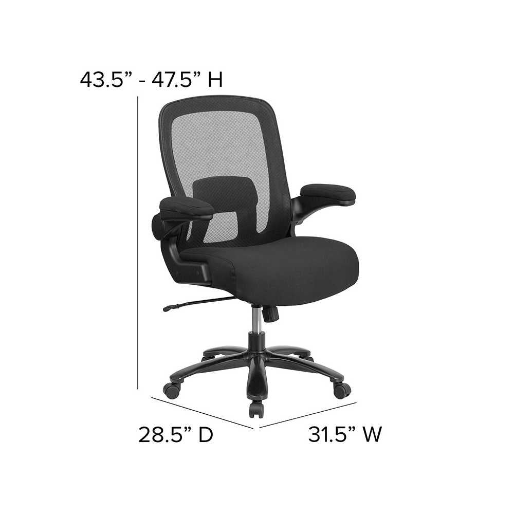 Big & Tall Office Chair | Black Mesh Executive Swivel Office Chair with Lumbar and Back Support and Wheels