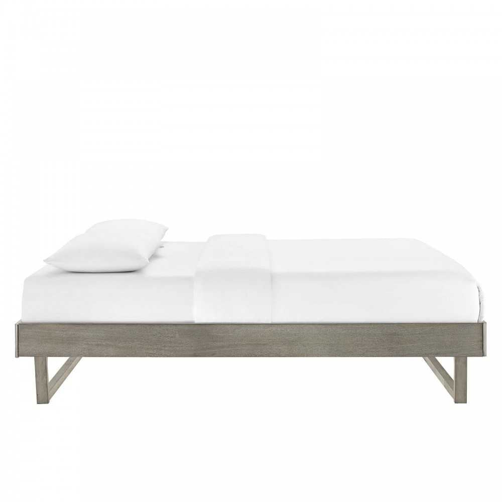 Billie Full Wood Platform Bed Frame, Gray