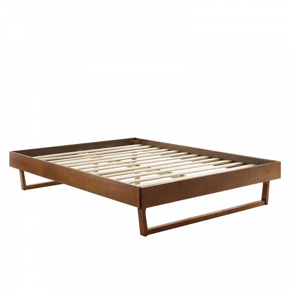 Billie Full Wood Platform Bed Frame, Walnut