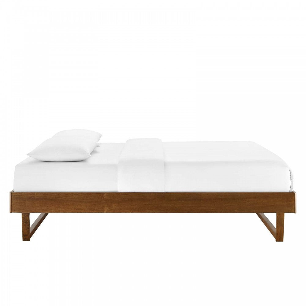 Billie Full Wood Platform Bed Frame, Walnut