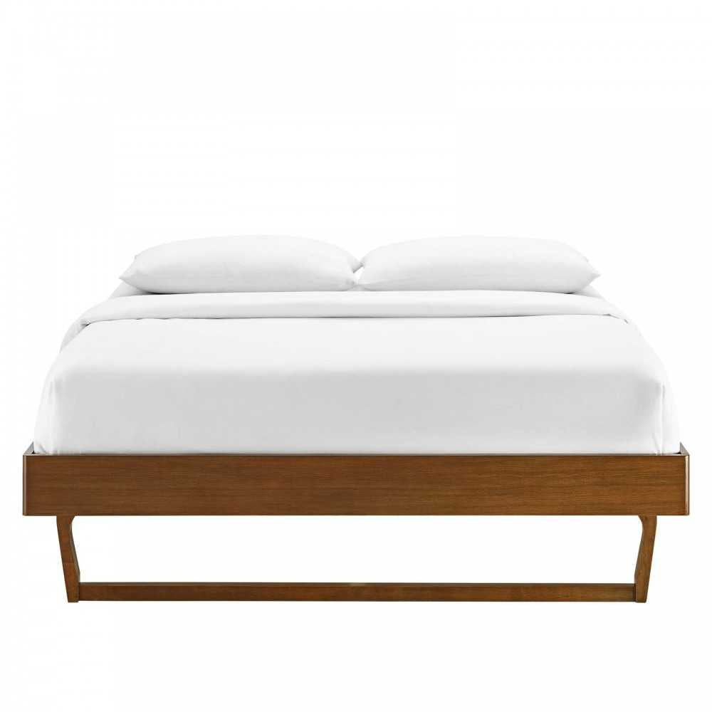 Billie Full Wood Platform Bed Frame, Walnut