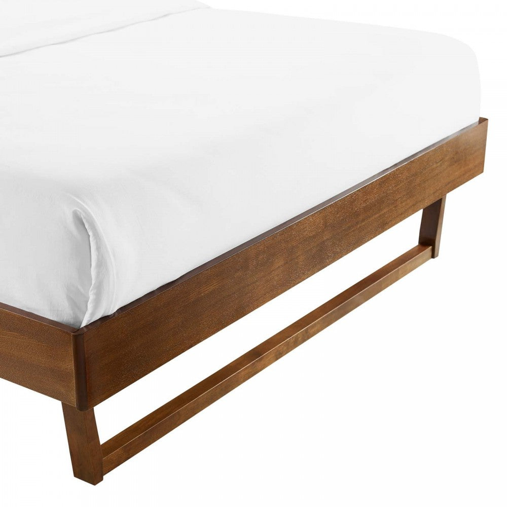 Billie Full Wood Platform Bed Frame, Walnut