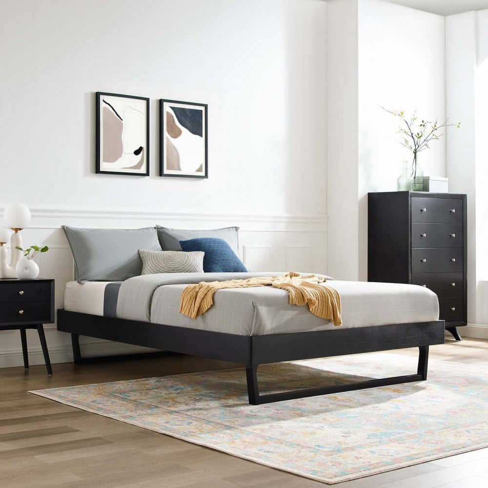 Billie Full Wood Platform Bed Frame, Black